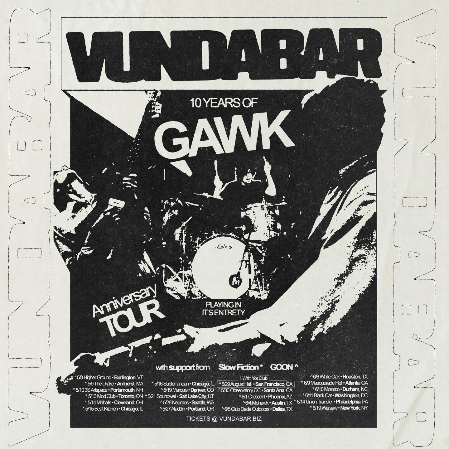 Vundabar Gawk 10 Year Anniversary Tour Poster 2026